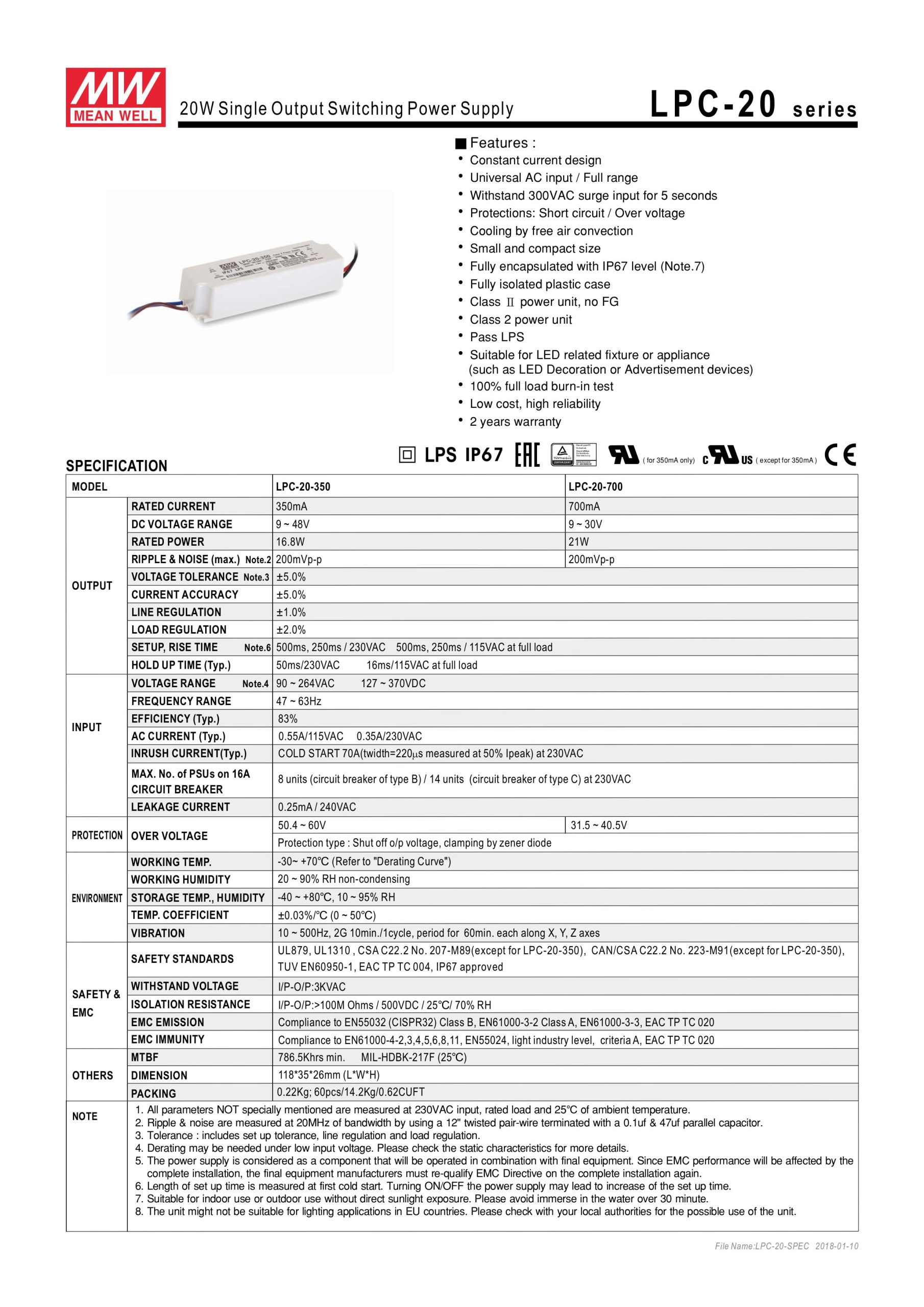 Mean Well LPC-20